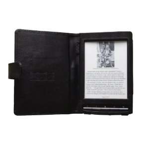  Navitech Black Genuine Napa Leather Flip Open 6 Inch Book 