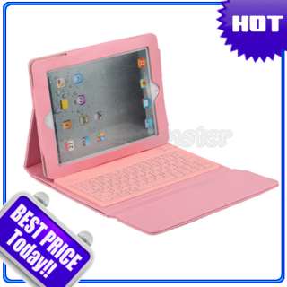 Bluetooth Wireless Keyboard Leather Case Cover for Apple iPad 2 Pink 