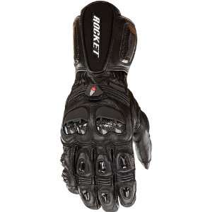   Mens Leather Street Racing Motorcycle Gloves   Black/Black / Large
