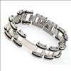 Mens Black Silver Stainless Steel Bracelet Chain 8.46  