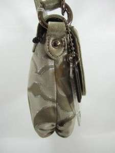   COACH Light Khaki Poppy SIGNATURE Lurex LAYLA Flap Crossbody Bag 18136