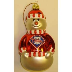  Philadelphia Phillies MLB Blown Glass Snowman Ornament 