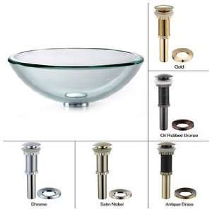    19mm ORB Clear Thick Glass Vessel Sink with PU MR, Oil Rubbed Bronze