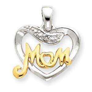  Sterling Silver Vermeil Diamond Mom Pendant: Jewelry