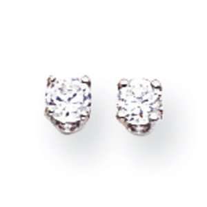  14k White Gold 2.9mm Round Stud Earring Mountings: Jewelry