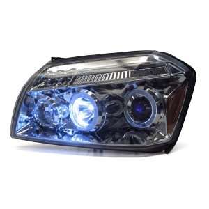   Dual HALO LED Projector Headlights + Light Purple HID Low & High