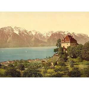   Montreux Chatelard Castle Geneva Lake Switzerland 24 X 18 Everything