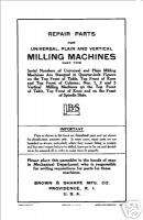 Brown And Sharpe Milling Machines Repair Parts Manual  