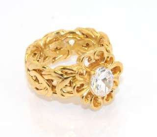 Byzantine Technibond Cubic Zirconia Ring 14K Yellow Gold Clad Silver 