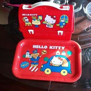 WOW Vintage 1983 Hello Kitty Lunchbox And Metal Lunch Tray Lot  