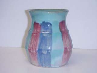 ANTIQUE HULL POTTERY VASE MULTI COLORED 1920S H CIRCLE  