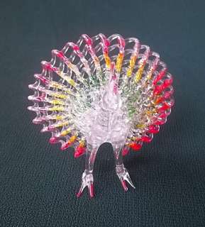   Hand Made BLOWN GLASS Carnival MENAGERIE Figurine PEACOCK  