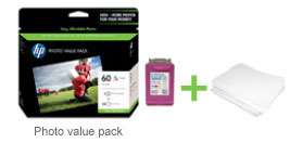 HP Photo Value Packs contain HP ink and HP photo paper