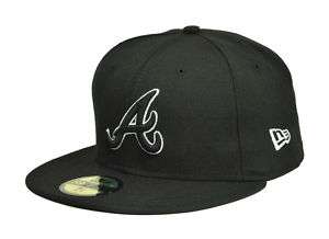MLB New Era FITTED ATLANTA BRAVES CUSTOM Hat BLK/B W  