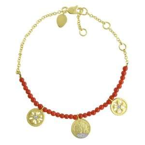 Meira T 14k Yellow Gold Diamond Flower & Coin Charm Beaded Bracelet