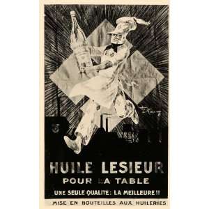  1927 Henry le Monnier Huile Lesieur Ad Poster B/W Print 