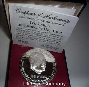 1974 BAHAMAS INDEPENDENCE DAY 1.78oz SILVER PROOF $10 TEN DOLLARS COIN 