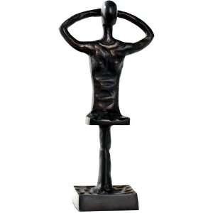  Metal Female Statuette on Pedestal