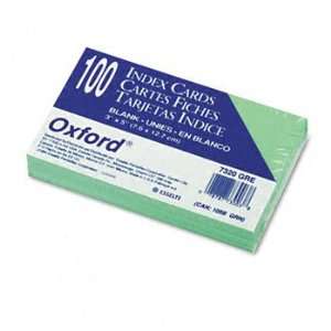  Oxford 7320GRE   Unruled Index Cards, 3 x 5, Green, 100 