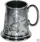 CHILDS PEWTER CUP ENGRAVED TEDDY BEAR GIFT W 30TP