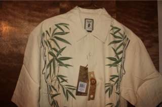 Jamaica Jaxx Hawaiian Shirt Sz L Large NEW WITH TAGS beige 100% silk 