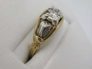   14K TWO COLOR GOLD AND DIAMOND LADIES RING SIZE 4 NO RESERVE  