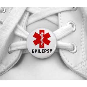  EPILEPSY Red Medical Alert Symbol Pair of 1 inch Shoe Tag 