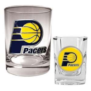  Indiana Pacers Rock Glass & Shot Glass Set: Sports 
