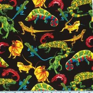  45 Wide Lizard Black Fabric By The Yard Arts, Crafts 