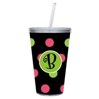   Acrylic Cup with Clear Straw C Polka Dot Monogram Insulated Cups