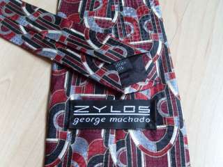 New Mens ZYLOS GEORGE MACHADO Geometric Silk Tie Burgundy Red Gray 