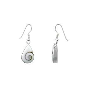  Sterling Silver and Eye of Shiva Shell Small Drop Dangle 