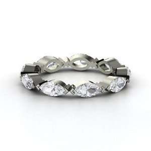  Marquise Eternity Band, Palladium Ring with White Sapphire 