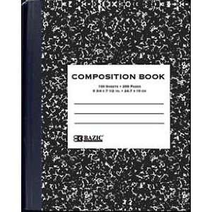  BAZIC W/R 100 Count Black Marble Composition Book,Black 