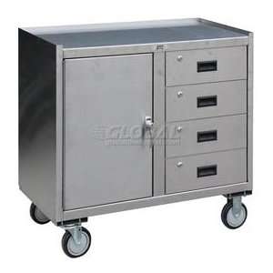 Stainless Steel Mobile Cabinet With 1 Door & 4 Drawers 36 X 18 1200 Lb 