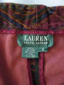 RALPH LAUREN Dark Floral Paisley Stretch Cotton Pants~8  
