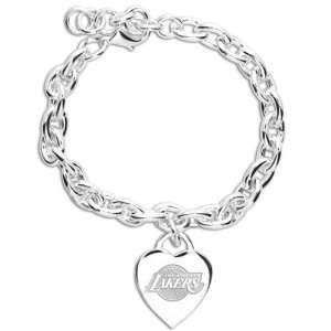  Los Angeles Lakers Ladies Silver Heart Charm Bracelet 