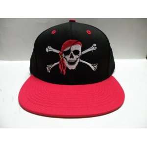 Custom Pirates Black Red 2 Tone Retro Snapback Cap Old School:  