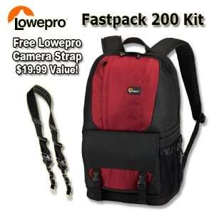 : Lowepro Fastpack 200 Red Camera Backpack Sling Bag Kit with Lowepro 