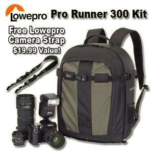 com Lowepro Pro Runner 300 AW Green Camera Backpack Kit with Lowepro 