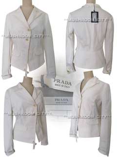 Elegant Prada Ribbon Trim Cotton Blazer Jacket 44 NWT  