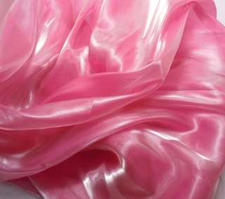 k25 Silver Pink Mirror Organza Fabric Sheer by Yard  