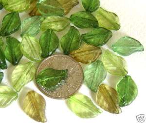 MIX GREEN Leafs Acrylic Loose Beads 8x10mm 80  