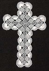 Handmade, Bruges, Bobbin Lace. Christian Cross  