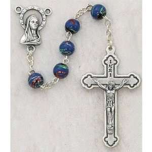  6MM Purple Cloisonne Rosary Christian Religious Cross 