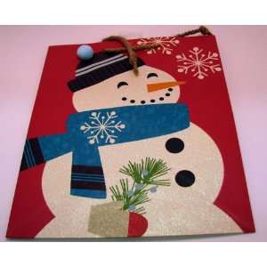  Hallmark Christmas XGB9779 Medium Snowman on Red Gift Bag 