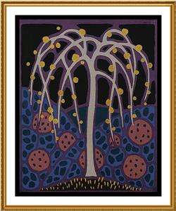 Art Deco Tree of Life Folk Art Counted Cross Stitch Chart  