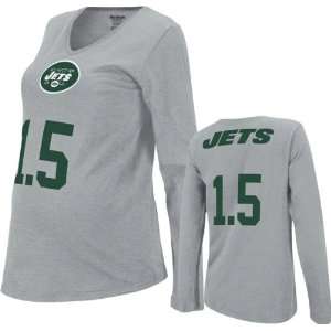 New York Jets Womens Rookie Grey Long Sleeve V Neck Maternity T Shirt 