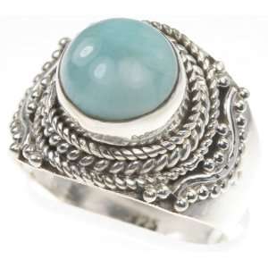    925 Sterling Silver GENUINE LARIMAR Ring, Size 8.75, 7.83g Jewelry