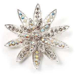  Large Diamante Floral Corsage Brooch: Jewelry